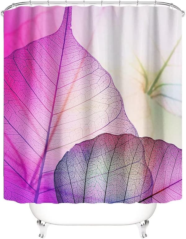 Botanisk tryckt fläckbeständig bladtexturerad tyg duschdraperi (180 x 180 cm)