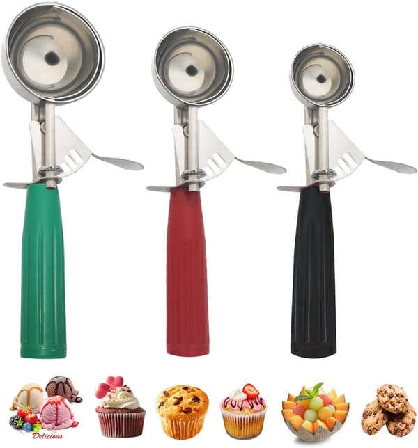 Iskremscoopsett, flere størrelser stor-medium-liten størrelse disher, cupcake-scoop