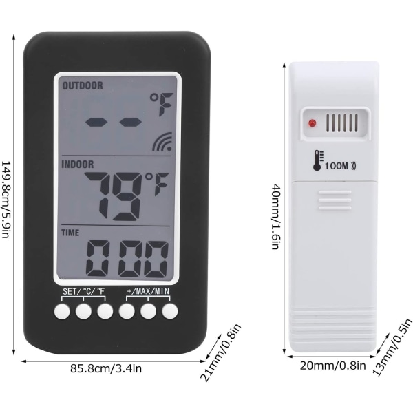 Termometer, Multifunktionell Termometer Klocka, 4in Skärm Hushåll