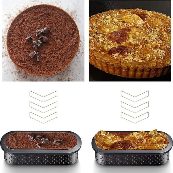 Pakke med 8 kakeformer, perforerte kakeringer, perforert ring, bakverk og bakeverktøy (svart)
