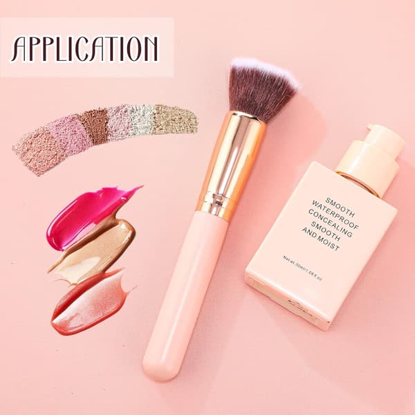 3 Stykker Professionelle Flade Top Børster Ansigts Pudder Blush Foundation Makeup Børste (Pink)