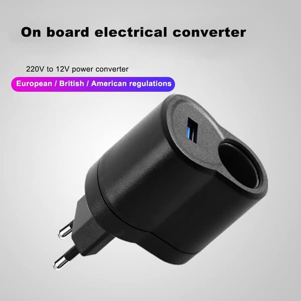 AC-DC Bilstrømforsyningsadapter, 110V-220V til 12V Bilspændingsomformer Cigarettænder, EU-stik