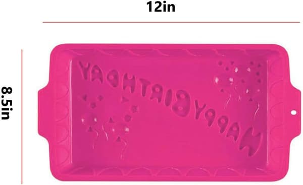 12'' Stor Rektangulär Glad Födelsedagstårta Form Silikon Bakformar för Födelsedagsfest Bakset