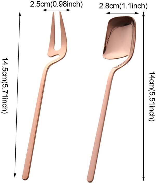 8 stk. dessertgafler og -skeer i rustfrit stål til dessert, te, kaffe, forret (sort) black