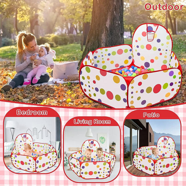 Bollhav med miniliv och förvaringsväska, Φ1,2 m Pop Up Hexagon Polka Dot Barnpooltält