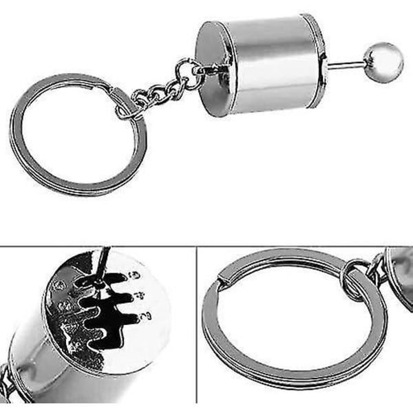 Växelspaksnyckelring, automatisk växelspaksmodell nyckelring växlad formad metall (4,05 x 1,61 x 0,8 tum) (Silver) Silver