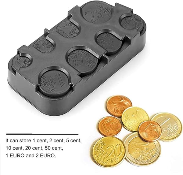 Bil Møntholder, Euro/Dollar Møntdispenser Opbevaringsboks - SORT