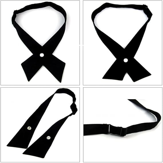 2 stk ensfarget kryssslips justerbart uniformsslips jenteslips skoleuniform ferdigknyttede sløyfer