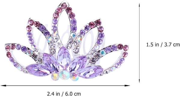 1 stk. Mini Kam Prinsesse Tiara Rhinestone Hårklemmer til Bryllupshår (Lilla) Purple