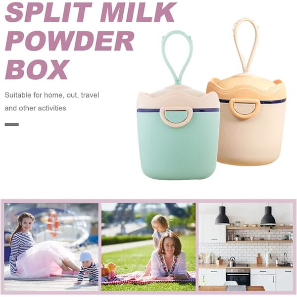 Bärbar mjölkpulverbehållare för spädbarn, fuktbeständig mjölkpulverförvaringsbehållare (aprikos) Beige