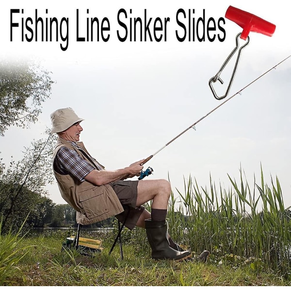 40 st fiskespö sinker slides T-formad linje fiske swivels Finder Clip för havsfiske
