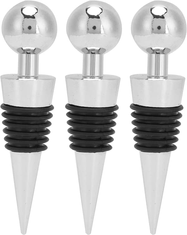 3 STK Vinflaskestopper, Sølv Rundhode Drikkeflaskestopper, for Bar Julefest