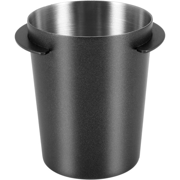 rostfri doseringsskål, kaffesnus, kopp, pulvermatare kaffemaskin (54 mm, svart)