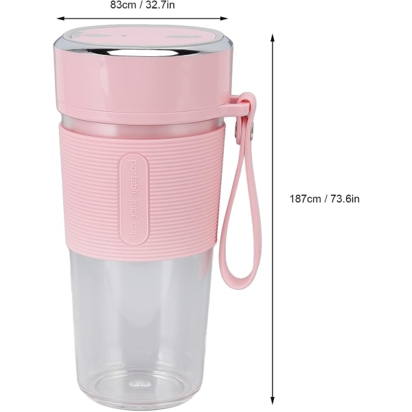 Elektrisk blender, 300 ml bärbar blender, personlig blender (Starry Pink) Pink