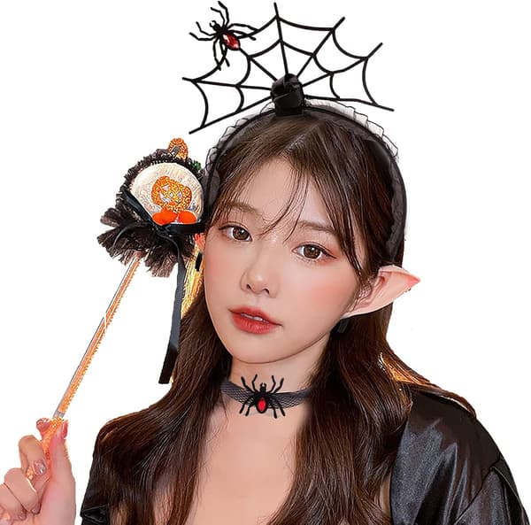 Halloween blondehals edderkoppnett hodeplagg cosplay dekorasjon (stil 06) color 3