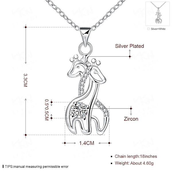 Elegant Giraff Halsband Utsökt Dubbel Hjort Inlagd Zirkon Hänge