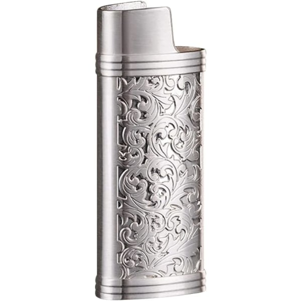 Mini zinklegering case Återanvändbart bärbart case med blommönster（silver） White