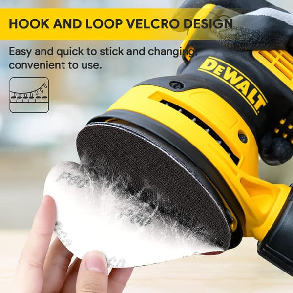 100 st slippappar, blandade korn 125 mm sandpapper ark för excenterslip, 8 hål