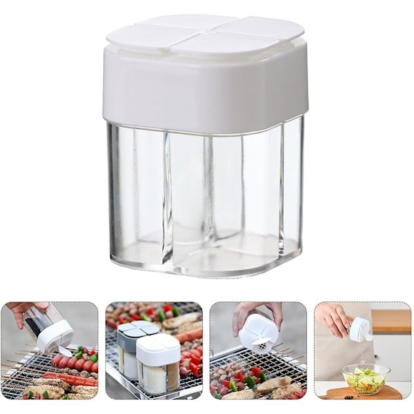 4 i 1 justerbar hål plast pepparkvarnsdispenser (vit) 2 stycken White
