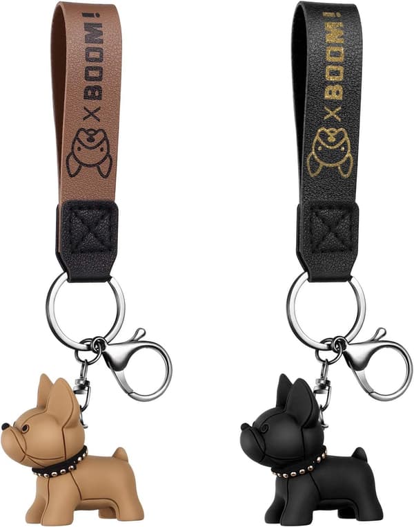 Hundehvalp Nøglering Rygsæk Charm (Khaki+Sort) 2 stk