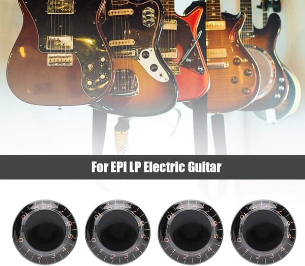4 stk. Speed Tone Volume Kontrolknapper til elektrisk guitar tilbehør (hvid+sort)