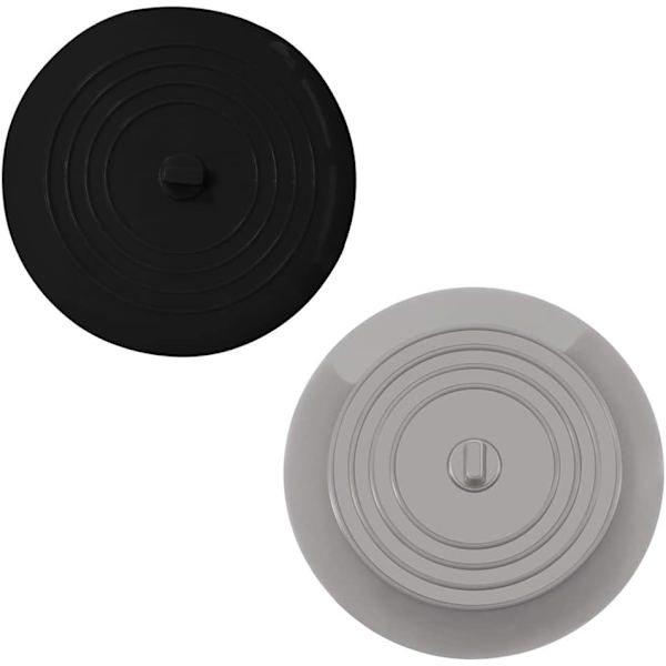 Silikontvättställsplugg för kök och badrum för alla standardtvättställ avloppsplugg（Svart +Grå） Black + Grey