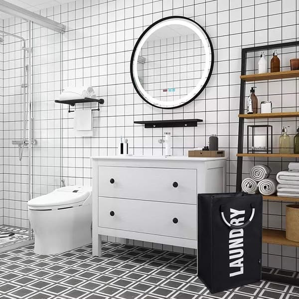 Sammenleggbar vaskekurv for soverom, stoff (svart)