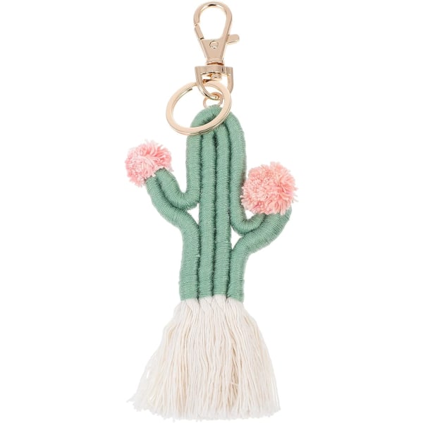 1 st Vävd Cactus Nyckelring Bohemian Tofs Nyckelring Cactus Pendant Nyckelring Present（Grön） color 2
