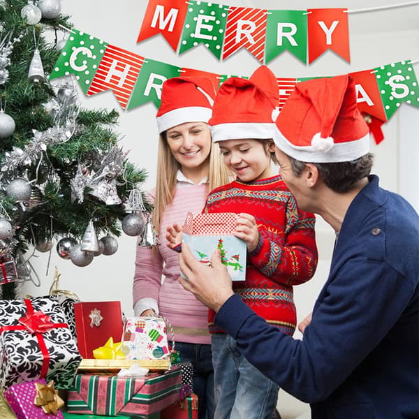 God Jul Vimpel Banner Girlander, 2,5M Juleflagg Vimpler Julebanner Dekor