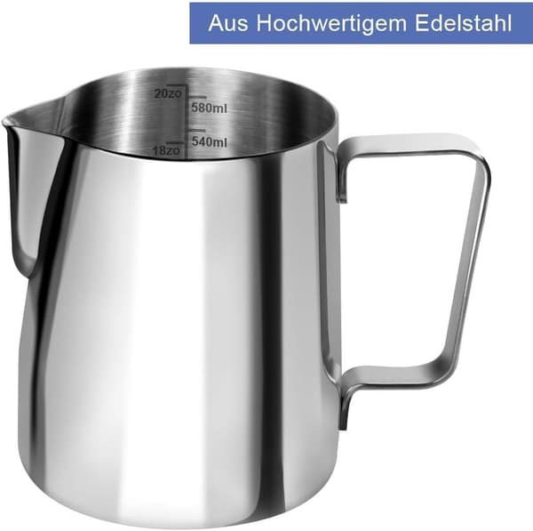 Mælkekande 600 ml / 24 FL.OZ rustfrit stål mælketank sølv (9 × 11 cm) 600ml