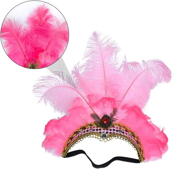 Fjærhodebånd Fest Maskerade Konkurranse Show Hodeplagg (Rosa) Pink