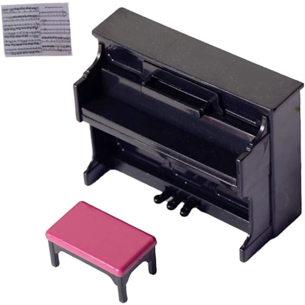 Miniatyr piano modell dockhus musikinstrument prydnader mini piano, svart Black