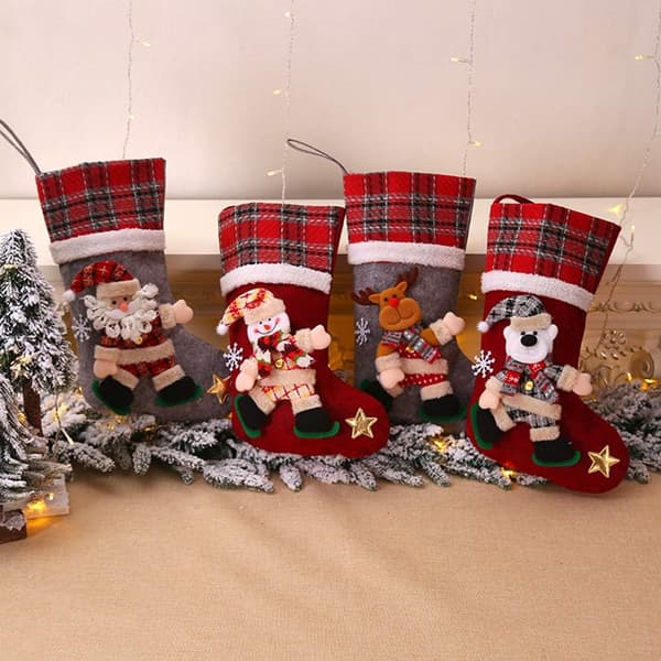 Julstrumpor Set 4 st Julgran Hänge Santa Boot Presentpåse