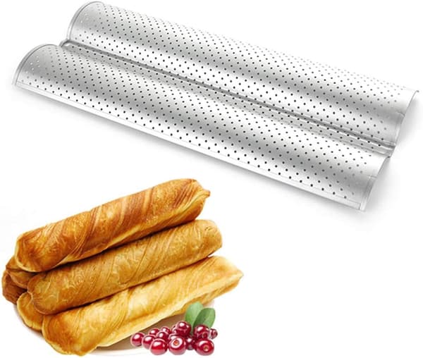 2 stk. franskbrødformer, non-stick perforert baguettform