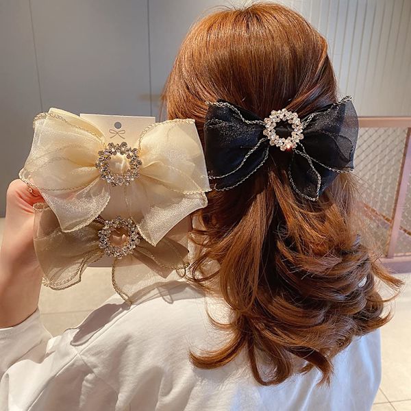 Kvinnors Mesh Rhinestone Bow Hårclips Hårtillbehör (3 stilar) 3 stycken