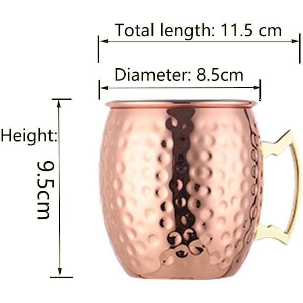 Mule Hammer Mug Rostfritt Stål Beer Mule Cocktail Glas - 530ML 2 Stycken