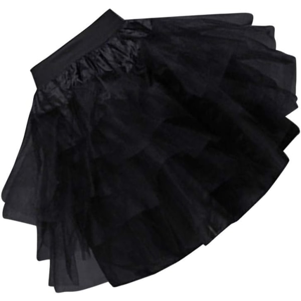 Tutu kjol blommig benfri kjol för flickor balett lager tyll kjol (35 cm, svart) black