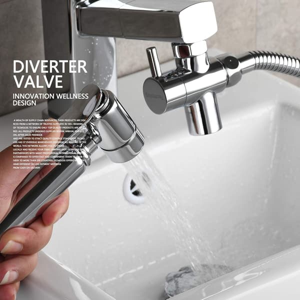 Messing Vask Ventil Omleder Kran Splitter, Kran Adapter 3-veis Kran Omlederventil, Svart