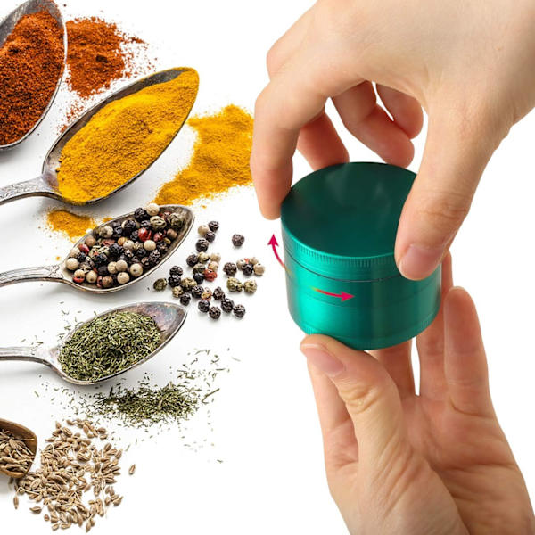 Kvarn Crusher 4-delad set kvarn i zinklegering med pollen skrapa för kryddörter (grön) Green