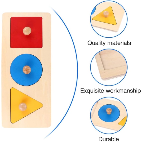 Kognitiv trähandgrepp geometrisk pedagogisk leksak för barn (A-stil)