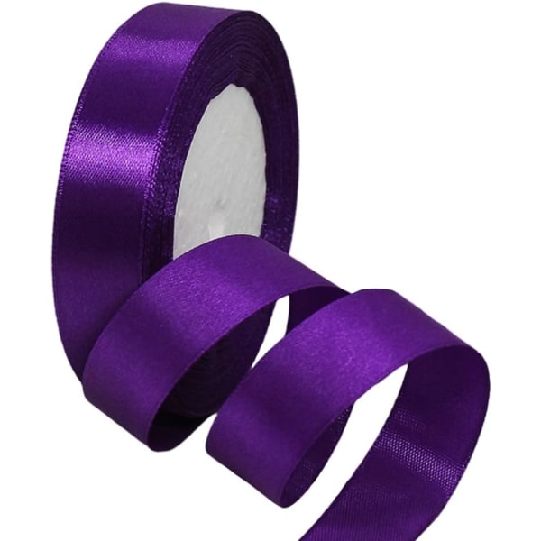 20 mm för presentförpackning, 22,86 M dubbelsidigt satinpolyesterband Ballong-lila purple