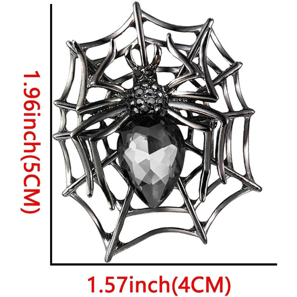 Halloween Rhinestone Crystals Spider Web Teardrop Spider Brosch Pin klädtillbehör