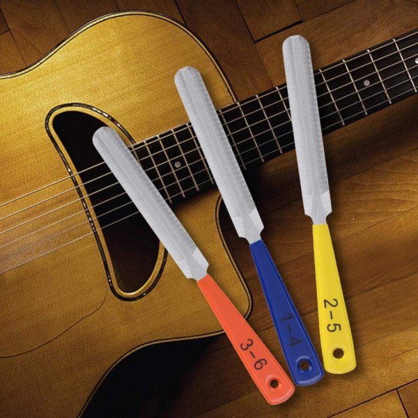 Gitarrfil Sadel Filer Gitarr Mutter Filer, 3 Stycken Gitarr Nagel Dragare Reparation Luthiers Verktyg Set
