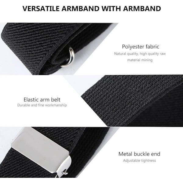 Manschett Anti-Slip Arm Loop Bartender Elastisk Ärm Loop Manschett 1 Par (Vit)