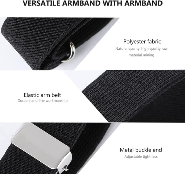 Manschett Anti-Slip Arm Loop Bartender Elastisk Ärm Loop Manschett 1 Par (Vit Blå) White Blue