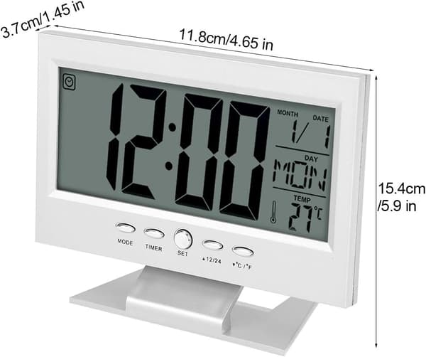 Desktop LCD-skærm Stemmefølende Evighedskalenderur (Hvid) White