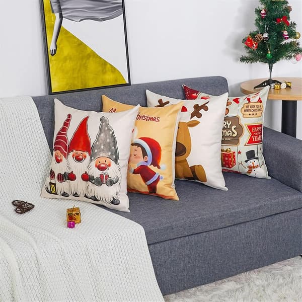 4 stk juleputetrekk, bomull lin dekor sofaputetrekk til soverom sofa stol, 45x45cm