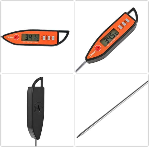 Kötttermometer, digital mat- och kötttermometer med omedelbar avläsning, lång sond
