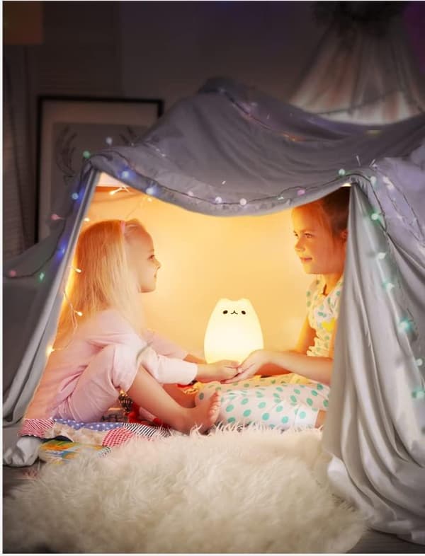 Natlampe Børn, USB LED Sengelampe Silikone Plejelampe, Dæmpbar, Touch Lampe
