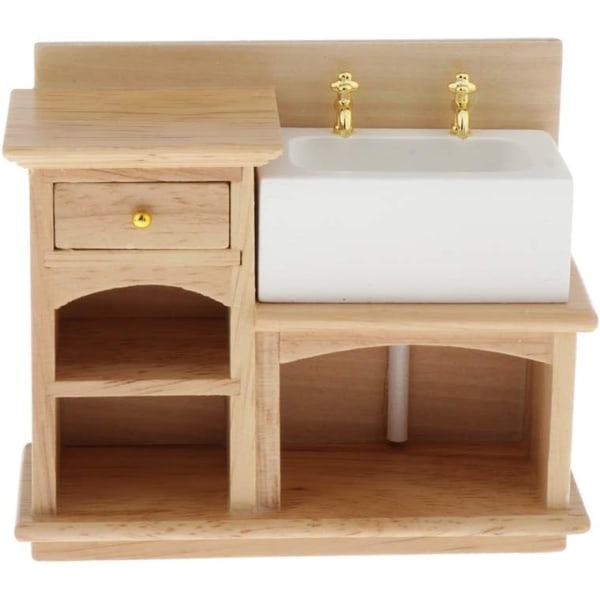 DIY 1:12 Skala Dockhus Miniatyr Möbler Badrum Kök Trä Handfat